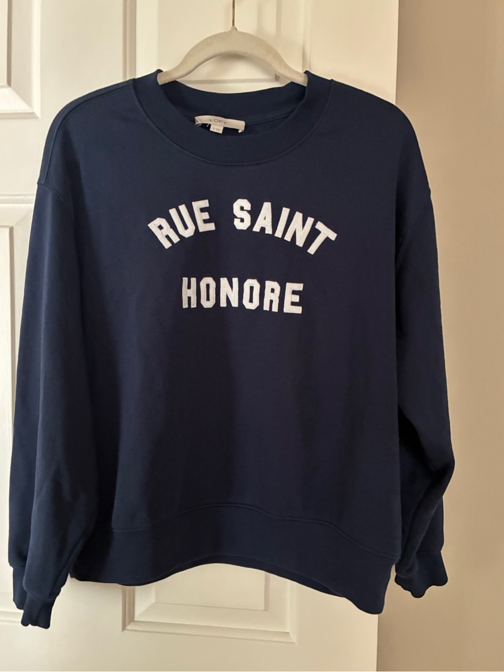 Like new Loft Parisian Sweatshirt Navy "Rue Saint Honore" Pullover Sz S - Picture 3 of 12